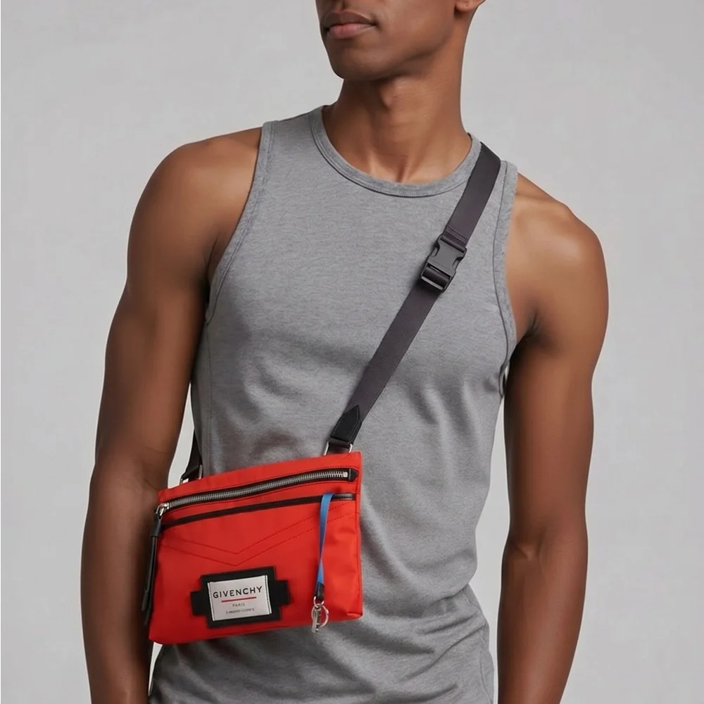 NWT Givenchy Red Downtown Flat Crossbody Bag Men’s Authentic